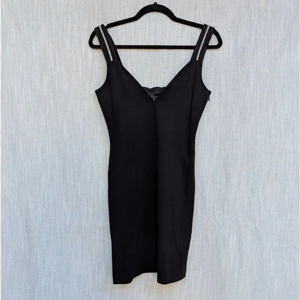 Just Cavalli Dress Womens IT42/US 6 Black Sleeveless Bodycon Slim Mini Logo NWT - Picture 3 of 14